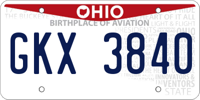 OH license plate GKX3840