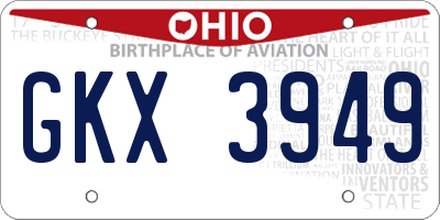 OH license plate GKX3949