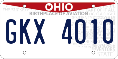 OH license plate GKX4010