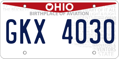 OH license plate GKX4030