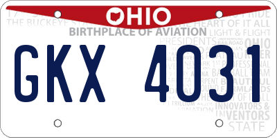 OH license plate GKX4031