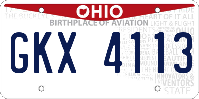 OH license plate GKX4113