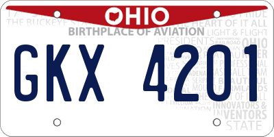 OH license plate GKX4201
