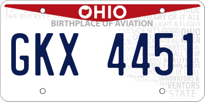 OH license plate GKX4451