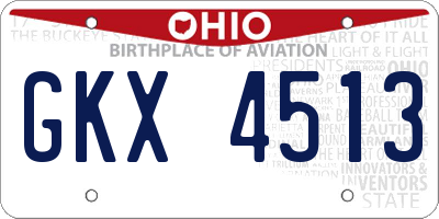 OH license plate GKX4513