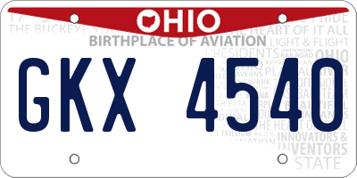 OH license plate GKX4540