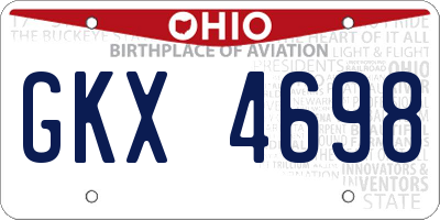 OH license plate GKX4698