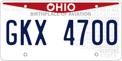 OH license plate GKX4700