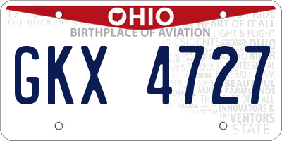 OH license plate GKX4727