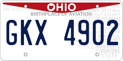 OH license plate GKX4902