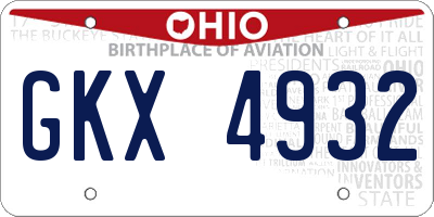 OH license plate GKX4932