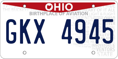 OH license plate GKX4945