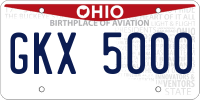 OH license plate GKX5000