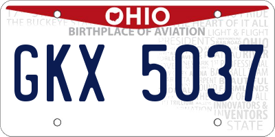 OH license plate GKX5037