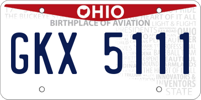 OH license plate GKX5111