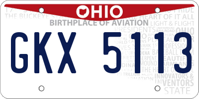OH license plate GKX5113
