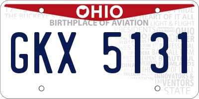 OH license plate GKX5131