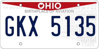 OH license plate GKX5135