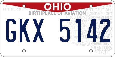 OH license plate GKX5142