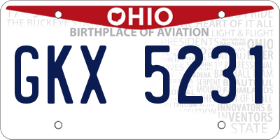 OH license plate GKX5231