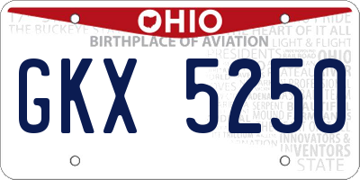 OH license plate GKX5250