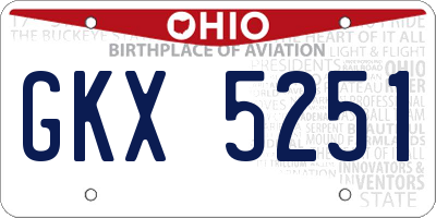 OH license plate GKX5251