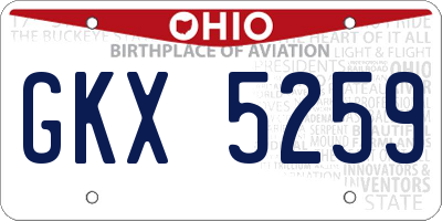 OH license plate GKX5259