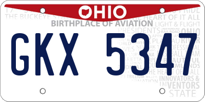 OH license plate GKX5347