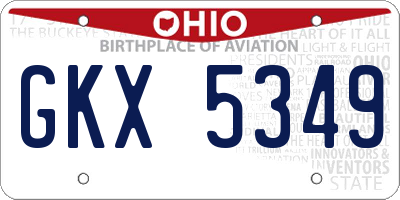 OH license plate GKX5349