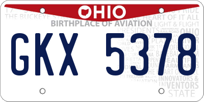 OH license plate GKX5378