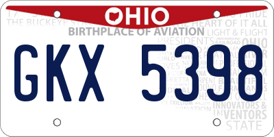 OH license plate GKX5398