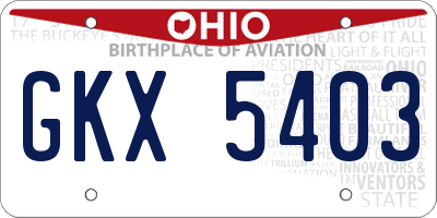 OH license plate GKX5403