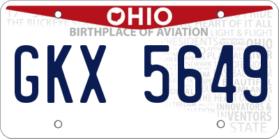 OH license plate GKX5649