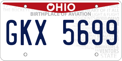 OH license plate GKX5699
