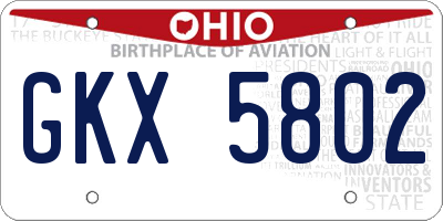 OH license plate GKX5802