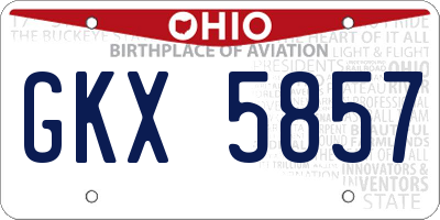 OH license plate GKX5857