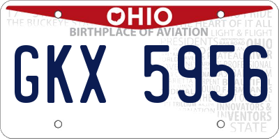 OH license plate GKX5956
