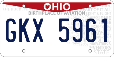 OH license plate GKX5961