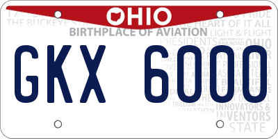 OH license plate GKX6000
