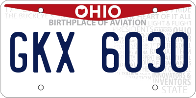 OH license plate GKX6030