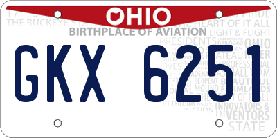 OH license plate GKX6251