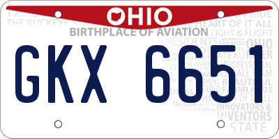 OH license plate GKX6651