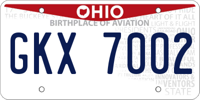 OH license plate GKX7002