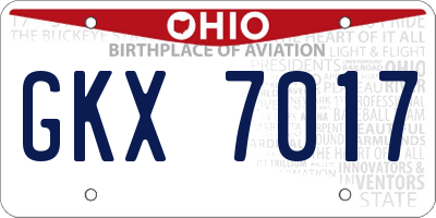 OH license plate GKX7017