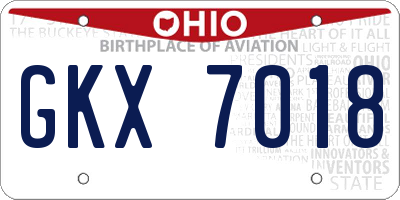 OH license plate GKX7018