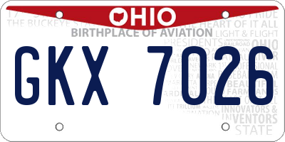OH license plate GKX7026