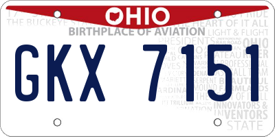 OH license plate GKX7151