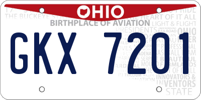 OH license plate GKX7201
