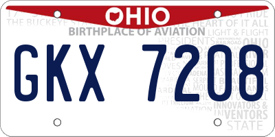OH license plate GKX7208