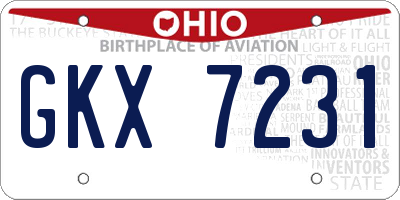 OH license plate GKX7231